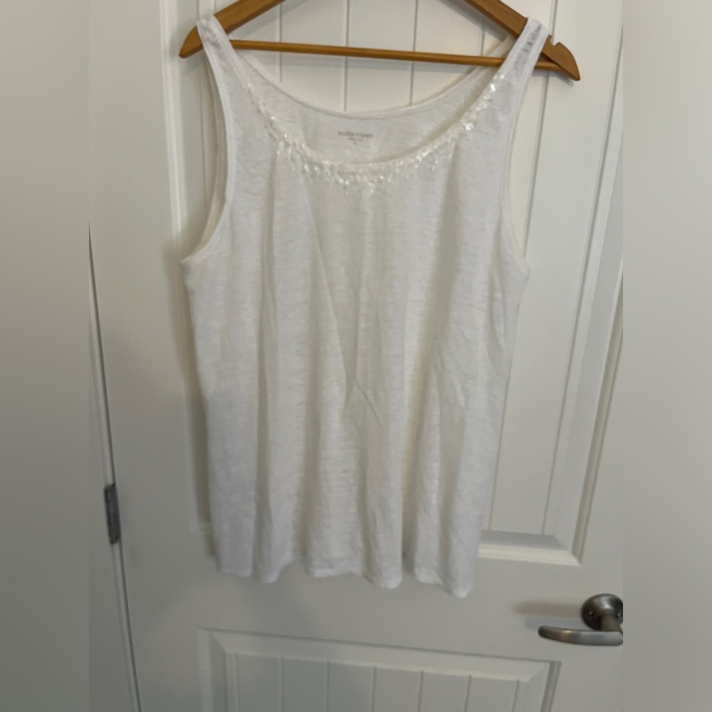 Eileen Fisher 100% linen sequin tank